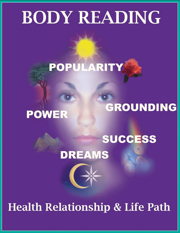 A woman 's face with the words health relationship and life path written on it.